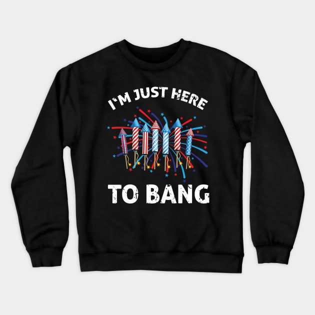 Four of July Outfit Gift I'm just here to bang Crewneck Sweatshirt by jodotodesign